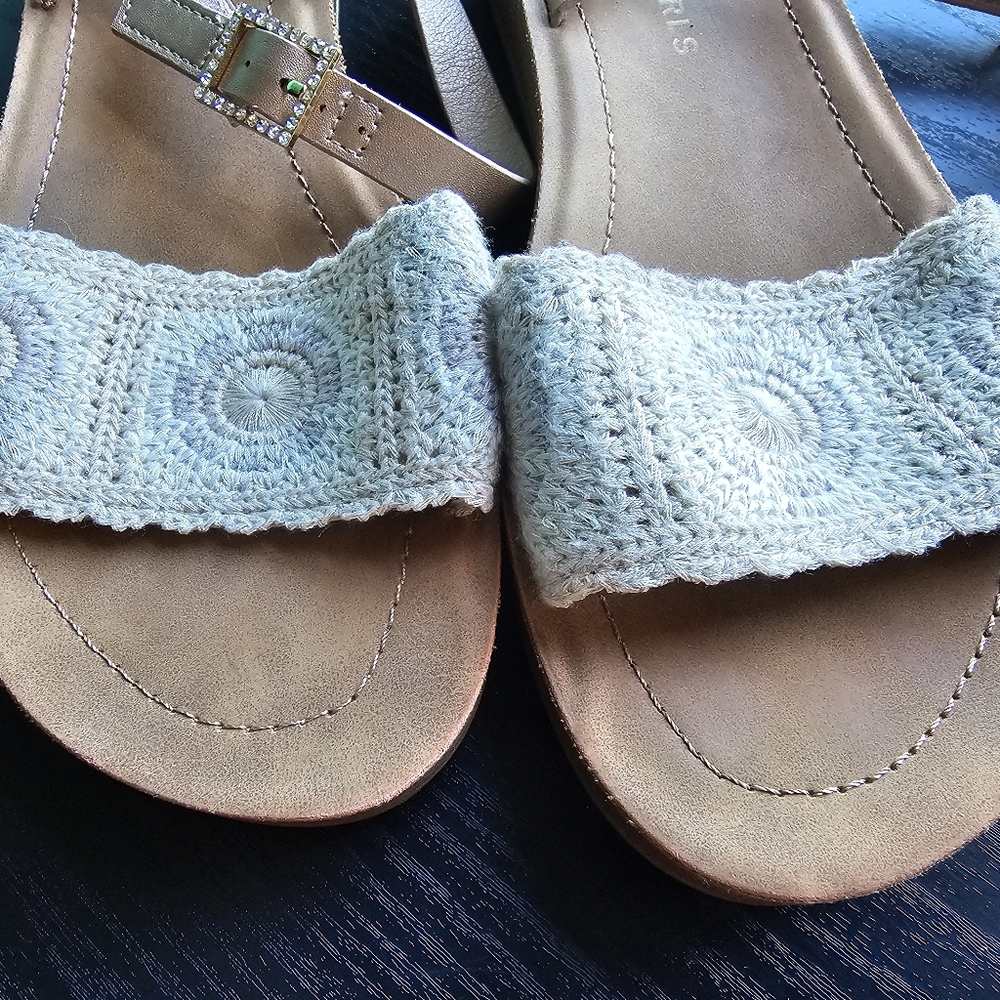 BCBG Girls 'ZENA' Tan Sandal w/ Crochet Strap Girls Size 3M